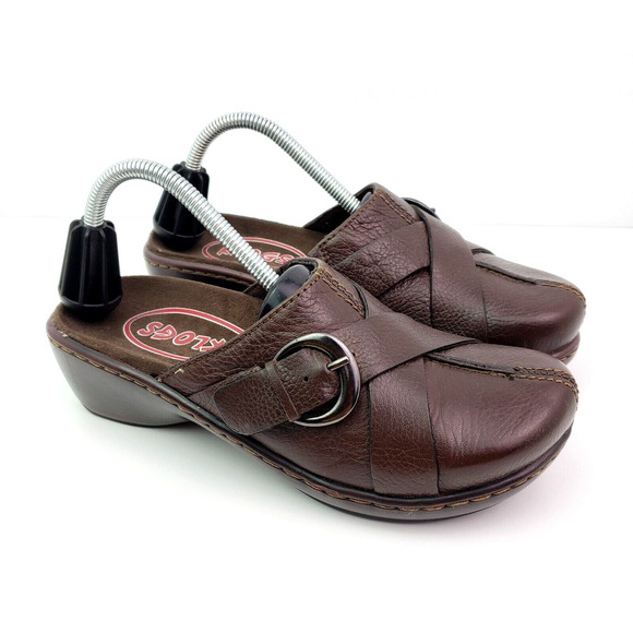 Klogs Portland Womens Size 6 Brown Leather Slip On Comfort Mule Clog Shoes - Picture 1 of 11